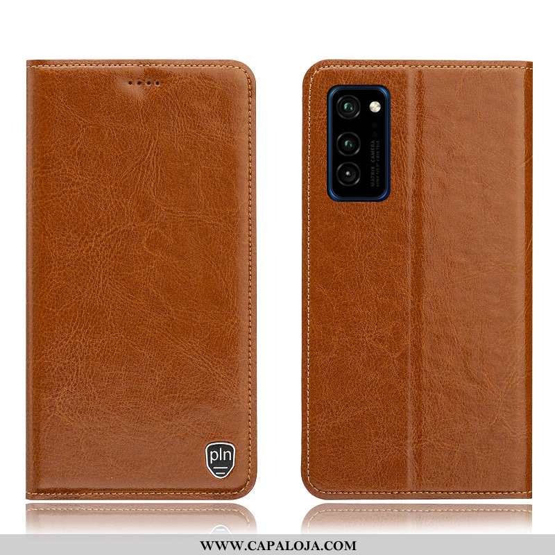 Capa Honor View30 Pro Couro Legitimo Antiqueda Marrom Tigrada Castanho, Capas Honor View30 Pro Prote