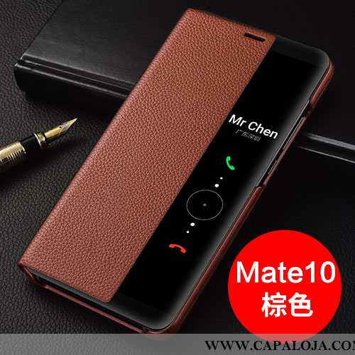 Capa Huawei Mate 10 Couro Preto Cases Telemóvel, Capas Huawei Mate 10 Protetoras Baratos