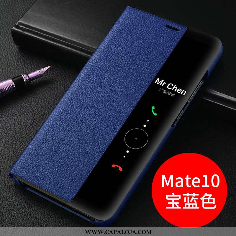 Capa Huawei Mate 10 Couro Preto Cases Telemóvel, Capas Huawei Mate 10 Protetoras Baratos