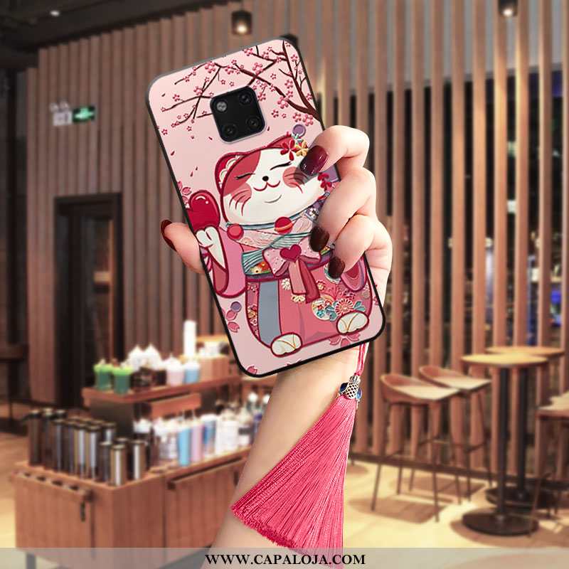 Capa Huawei Mate 20 Pro Criativas Gato Telemóvel Personalizada Rosa, Capas Huawei Mate 20 Pro Soft P