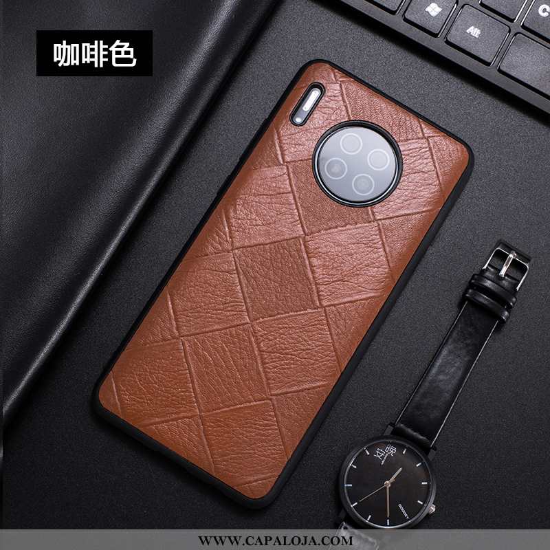 Capa Huawei Mate 30 Couro Super Vaca Layer Castanho, Capas Huawei Mate 30 Tendencia Baratos