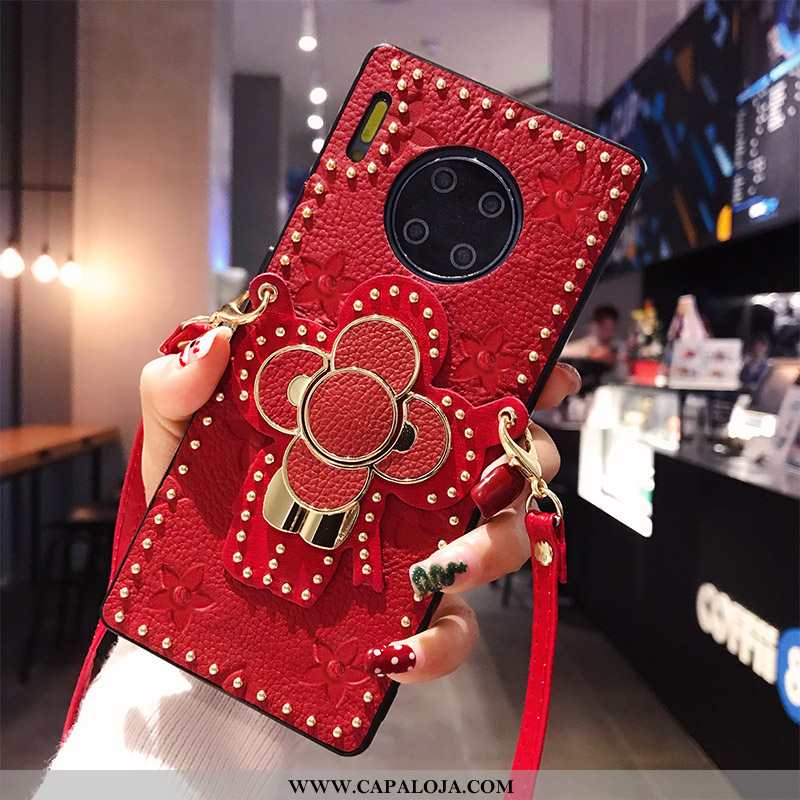 Capa Huawei Mate 30 Pro Cordao Tendencia Couro Legitimo Suporte Vermelho, Capas Huawei Mate 30 Pro C