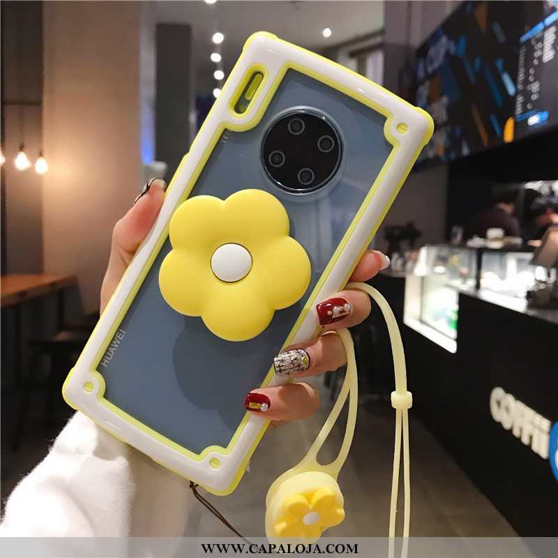 Capa Huawei Mate 30 Transparente Feminino Florido Minimalista Amarelo, Capas Huawei Mate 30 Personal