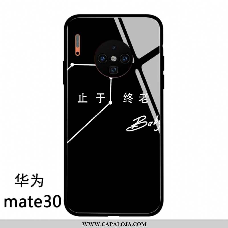 Capa Huawei Mate 30 Vidro Cases Simples Telemóvel Preto, Capas Huawei Mate 30 Tendencia Barato