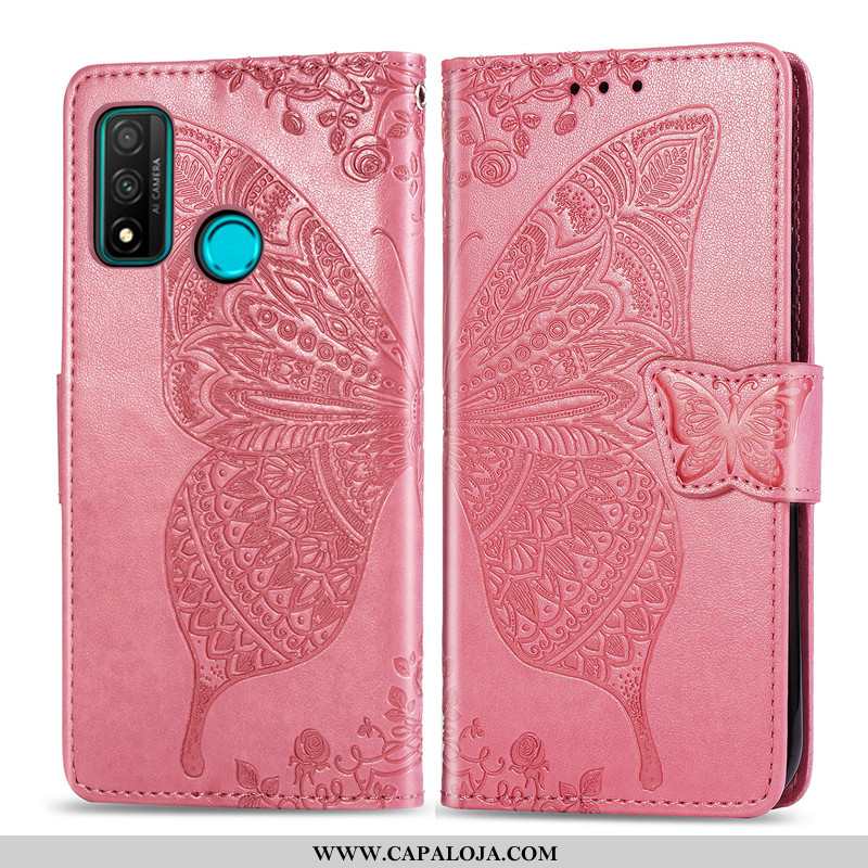 Capa Huawei P Smart 2020 Couro Vermelha Telemóvel Capas Rosa, Huawei P Smart 2020 Protetoras Promoçã