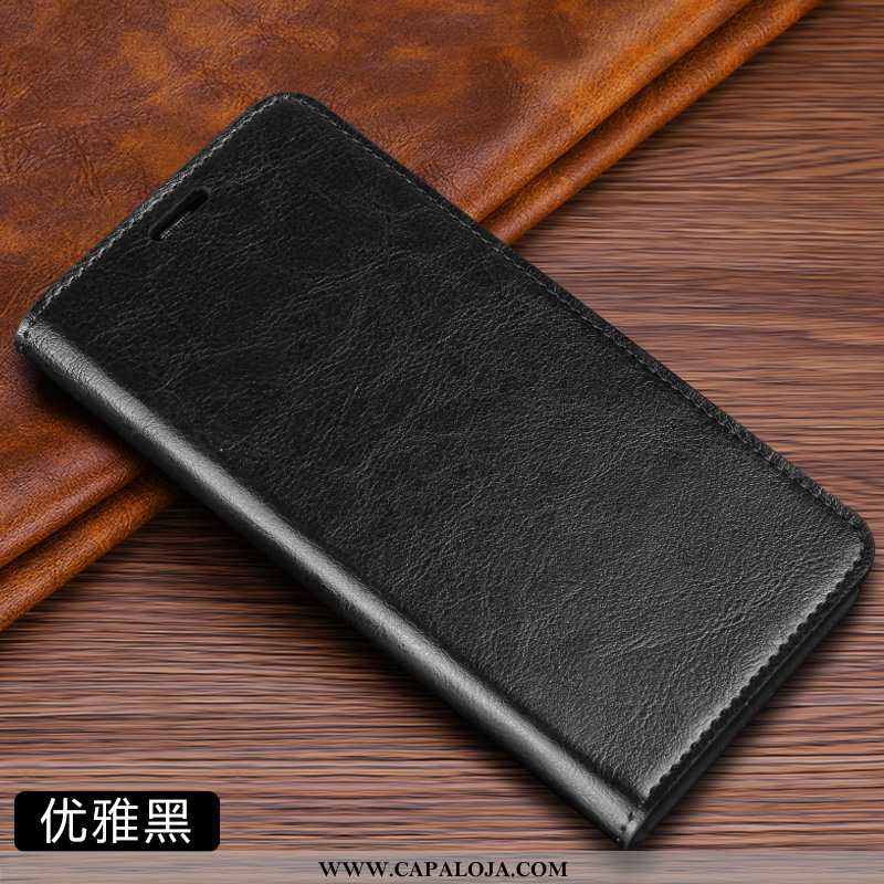 Capa Huawei P Smart Couro Genuíno Cover Business Preto, Capas Huawei P Smart Protetoras Baratos