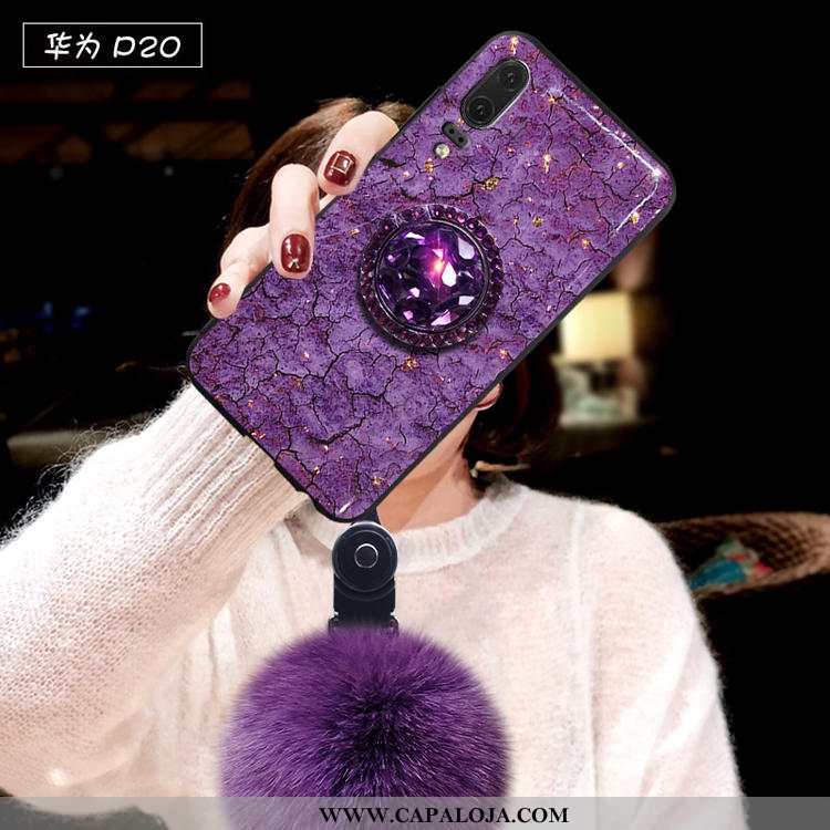 Capa Huawei P20 Cordao Telemóvel Bruto Bola Roxo, Capas Huawei P20 Protetoras Online