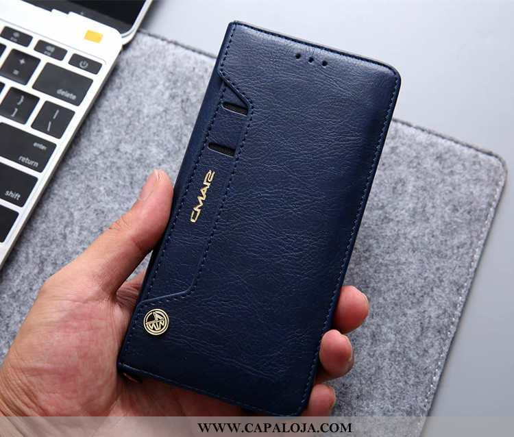 Capa Huawei P20 Lite Couro Legitimo Cover Antiqueda Telemóvel Azul Escuro, Capas Huawei P20 Lite Cou