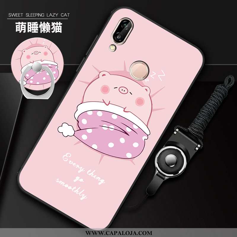 Capa Huawei P20 Lite Soft Rosa Suporte Cordao, Capas Huawei P20 Lite Protetoras Baratos