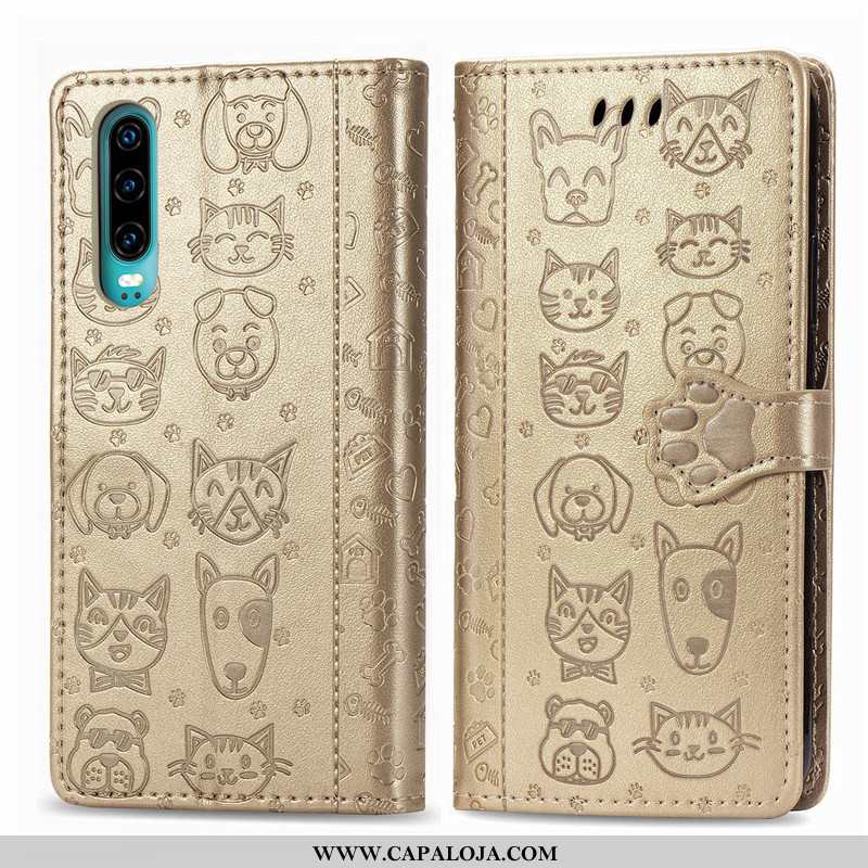 Capa Huawei P30 Bonitos Antiqueda Desenho Animado Feminino Dourado, Capas Huawei P30 Couro Barato