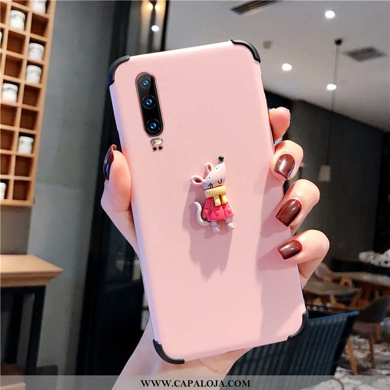 Capa Huawei P30 Criativas Minimalista Vermelha Antiqueda Rosa, Capas Huawei P30 Desenho Animado Prom