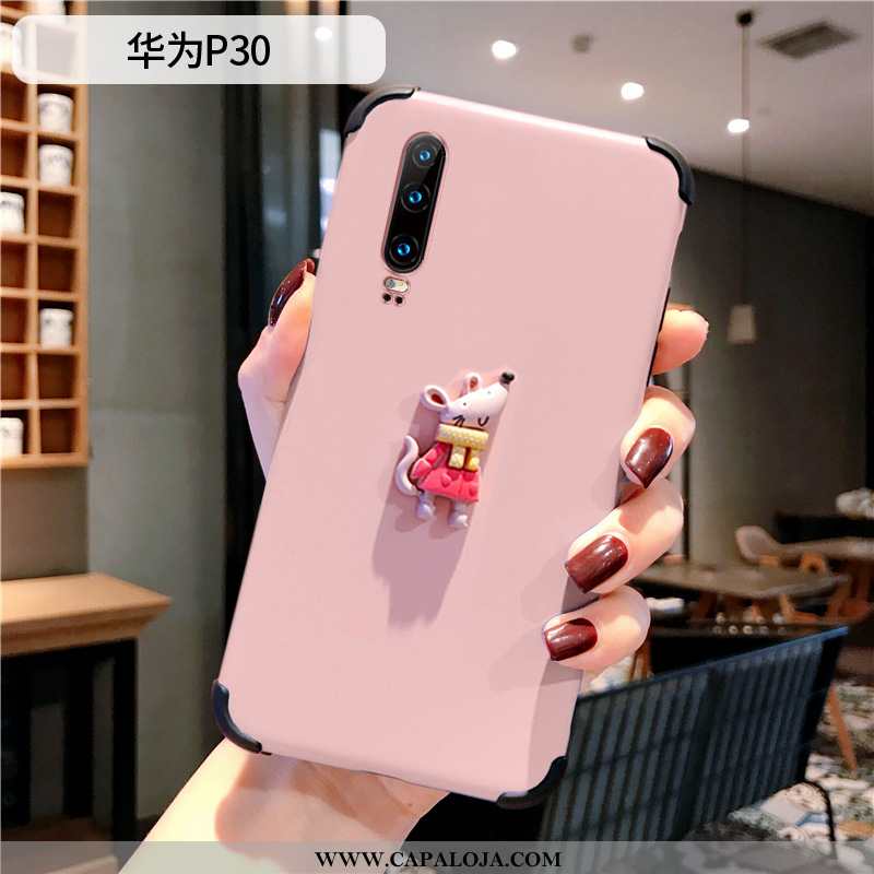 Capa Huawei P30 Criativas Minimalista Vermelha Antiqueda Rosa, Capas Huawei P30 Desenho Animado Prom