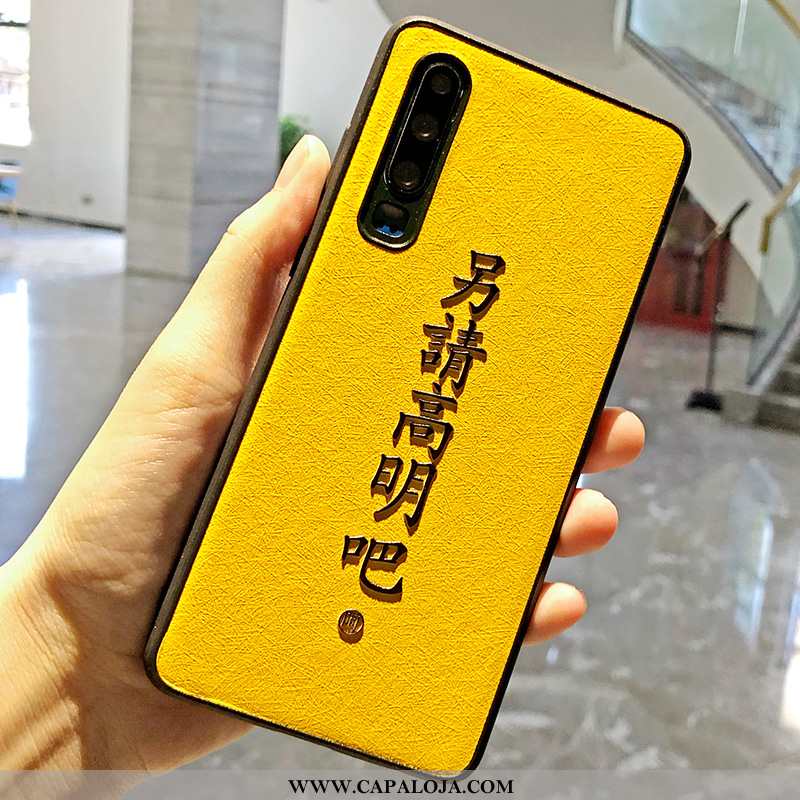 Capa Huawei P30 Estiloso Seda Masculino Amarelo, Capas Huawei P30 Criativas Baratas