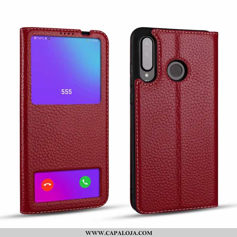 Capa Huawei P30 Lite Couro Legitimo Capas Feminino Bordô, Huawei P30 Lite Protetoras Baratos