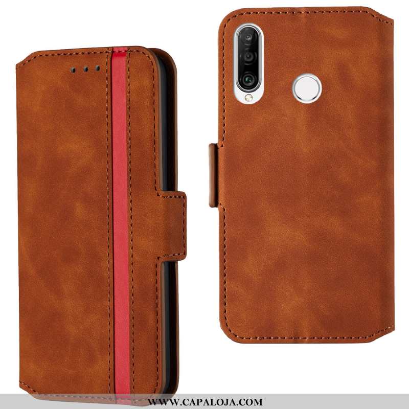 Capa Huawei P30 Lite Xl Couro Cover Antiqueda Capas Vermelho, Huawei P30 Lite Xl Simples Baratas