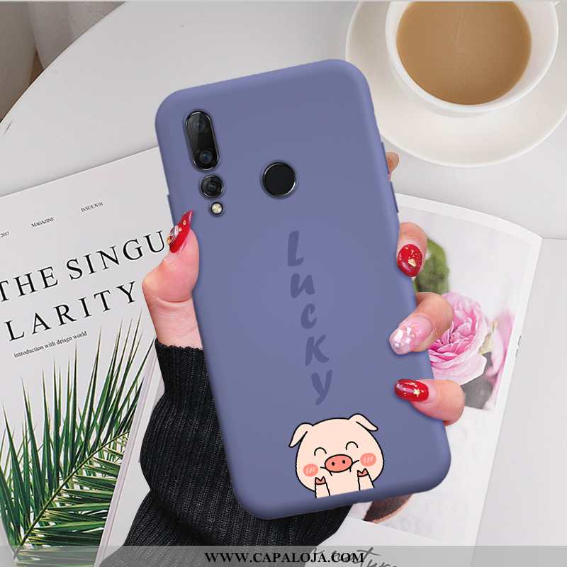 Capa Huawei P30 Lite Xl Desenho Animado Telemóvel Porquinho Roxa Roxo, Capas Huawei P30 Lite Xl Fofa