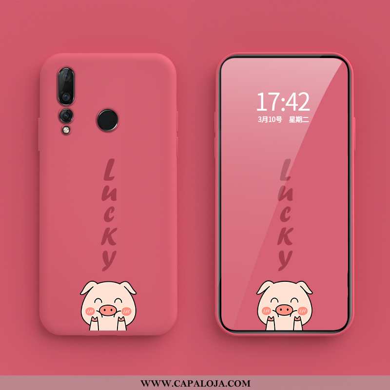 Capa Huawei P30 Lite Xl Desenho Animado Telemóvel Porquinho Roxa Roxo, Capas Huawei P30 Lite Xl Fofa