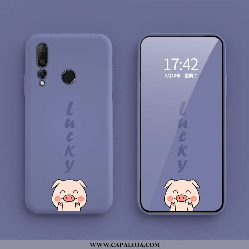 Capa Huawei P30 Lite Xl Desenho Animado Telemóvel Porquinho Roxa Roxo, Capas Huawei P30 Lite Xl Fofa