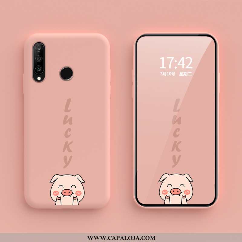 Capa Huawei P30 Lite Xl Desenho Animado Telemóvel Porquinho Roxa Roxo, Capas Huawei P30 Lite Xl Fofa