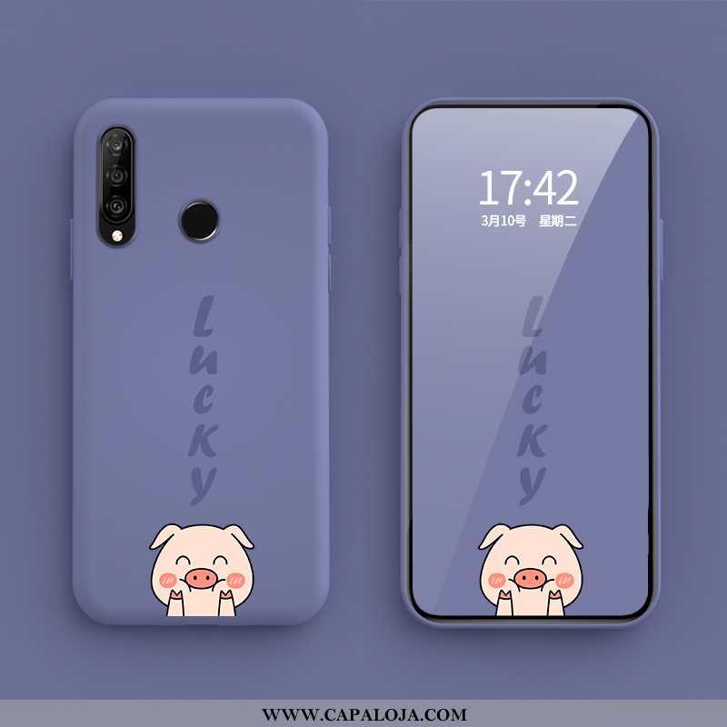 Capa Huawei P30 Lite Xl Desenho Animado Telemóvel Porquinho Roxa Roxo, Capas Huawei P30 Lite Xl Fofa