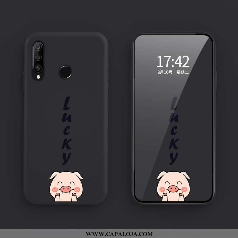 Capa Huawei P30 Lite Xl Desenho Animado Telemóvel Porquinho Roxa Roxo, Capas Huawei P30 Lite Xl Fofa