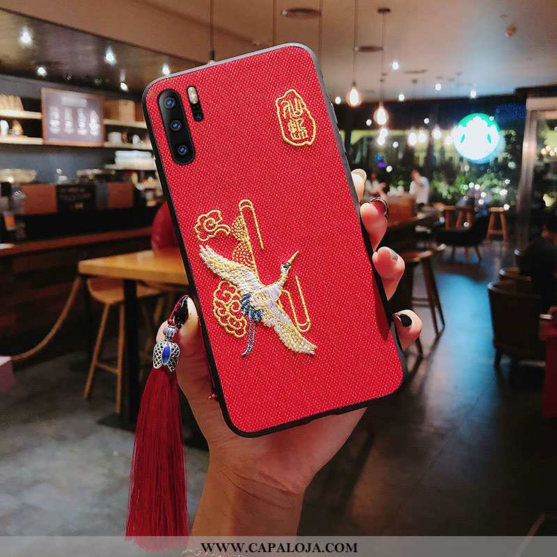 Capa Huawei P30 Pro Bordada Telemóvel Tecido Cinza, Capas Huawei P30 Pro Vintage Baratos