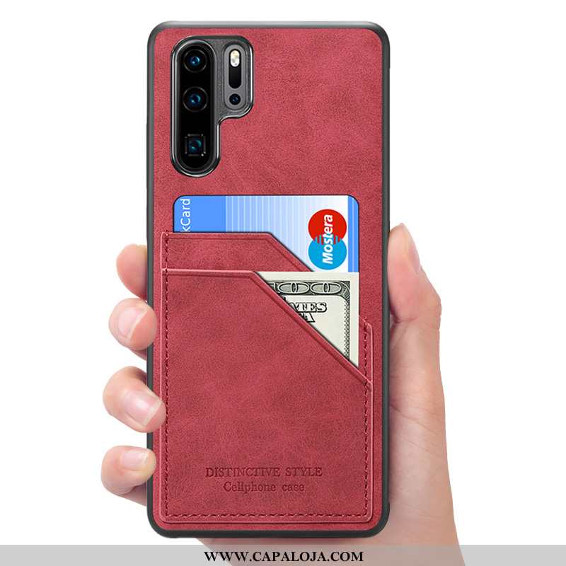 Capa Huawei P30 Pro Couro Masculino Telemóvel Cases Vermelho, Capas Huawei P30 Pro Carteira Baratos