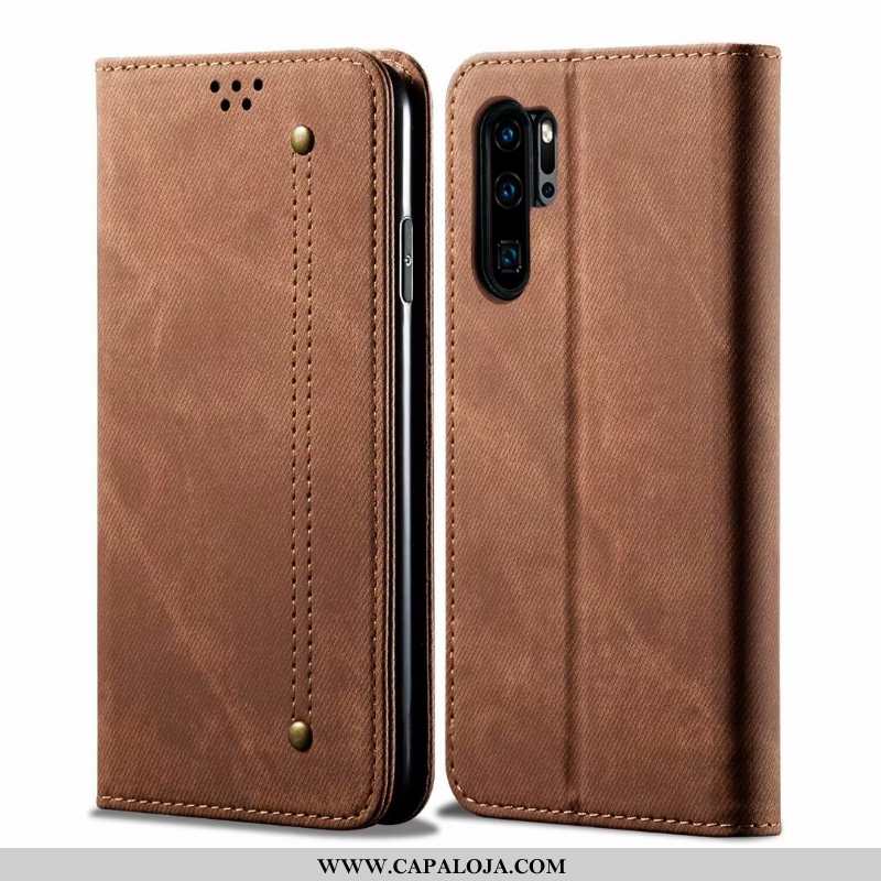 Capa Huawei P30 Pro Protetoras Cover Completa Telemóvel Castanho, Capas Huawei P30 Pro Couro Baratos