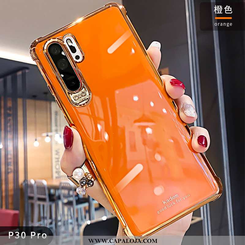 Capa Huawei P30 Pro Silicone Criativas Feminino Completa Laranja, Capas Huawei P30 Pro Personalizado