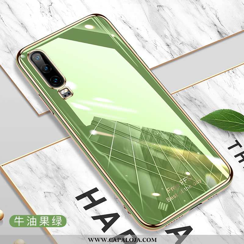 Capa Huawei P30 Protetoras Slim Minimalista Claro Verde, Capas Huawei P30 Silicone Promoção