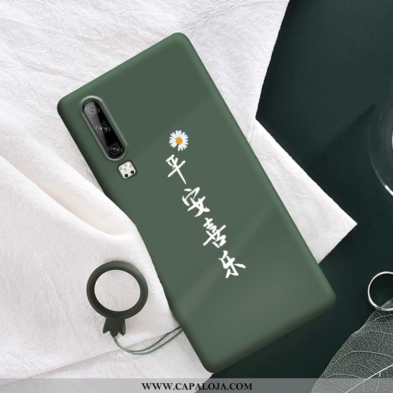 Capa Huawei P30 Silicone Capas Feminino Crisântemo Verde, Huawei P30 Soft Promoção