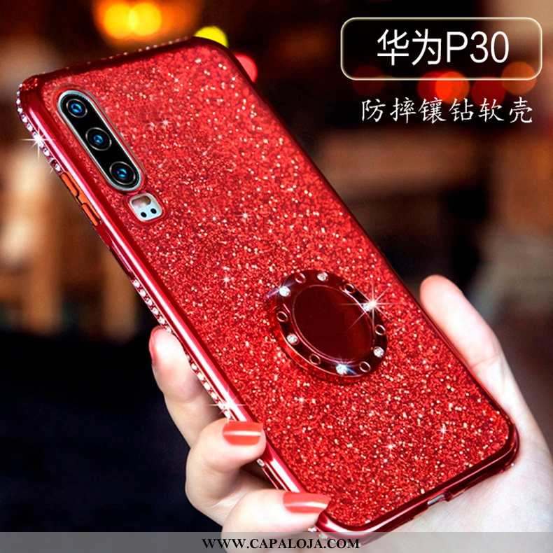 Capa Huawei P30 Silicone Nova Completa Super Vermelho, Capas Huawei P30 Transparente Baratos