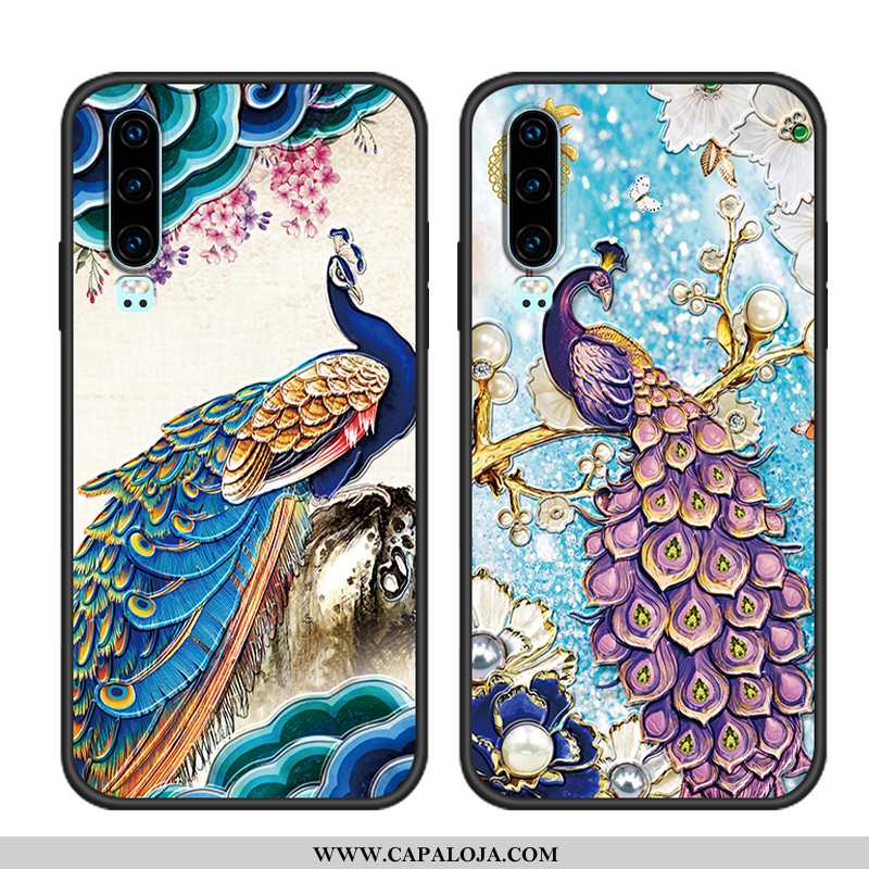 Capa Huawei P30 Silicone Telemóvel Cases Antiqueda Azul, Capas Huawei P30 Fosco Barato