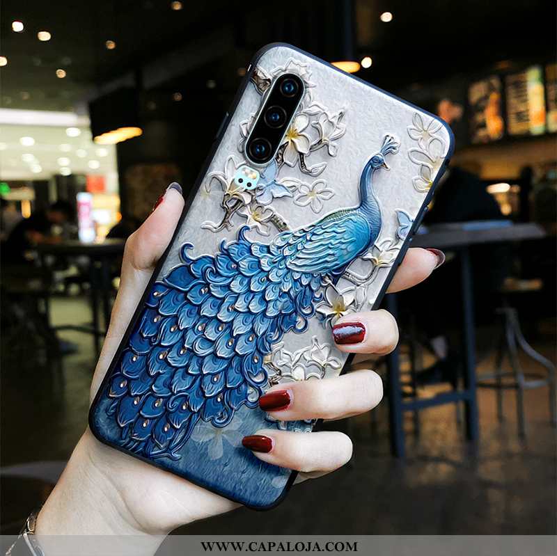 Capa Huawei P30 Silicone Telemóvel Cases Antiqueda Azul, Capas Huawei P30 Fosco Barato