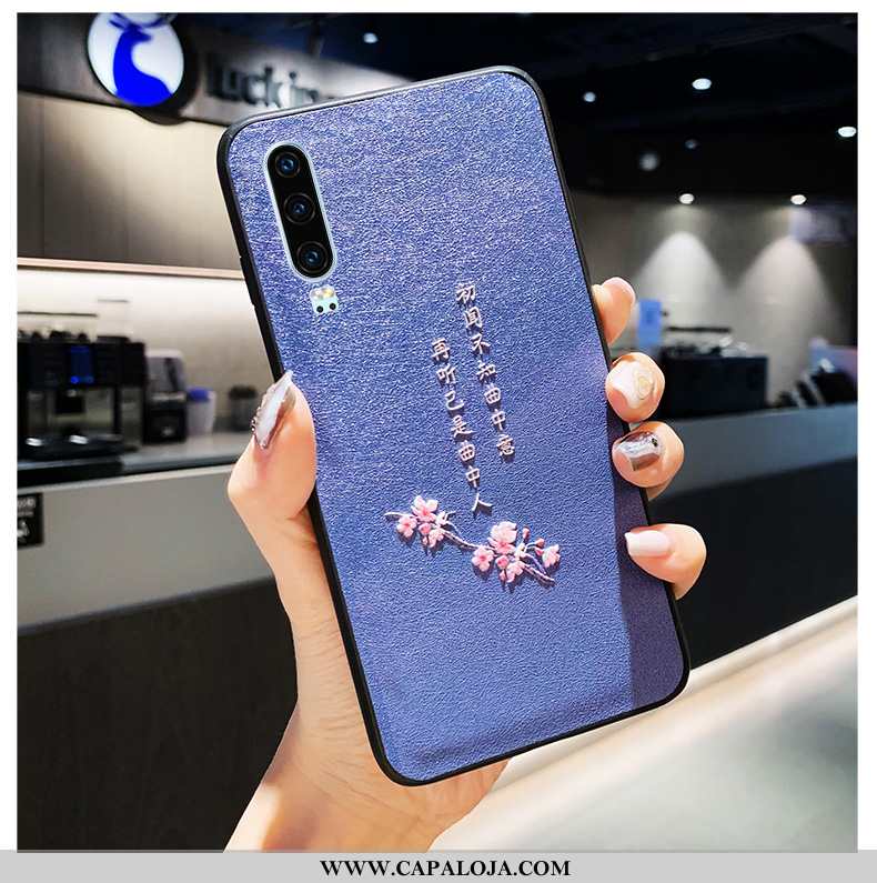 Capa Huawei P30 Soft Couro Malha Azul, Capas Huawei P30 Silicone Online