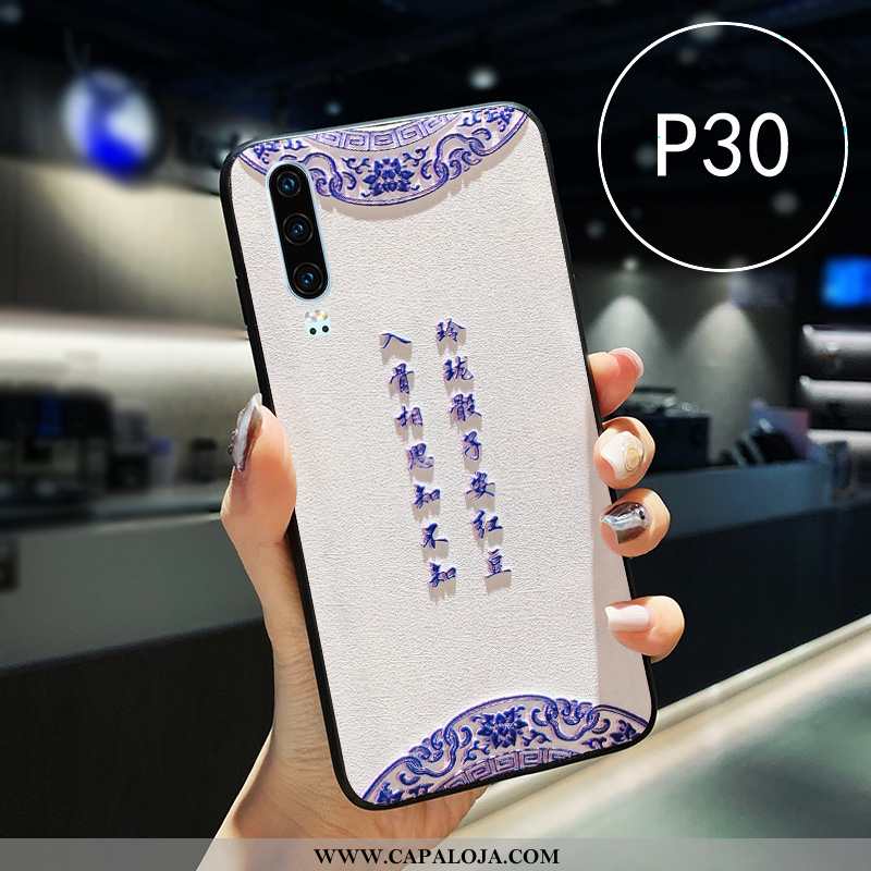 Capa Huawei P30 Soft Couro Malha Azul, Capas Huawei P30 Silicone Online