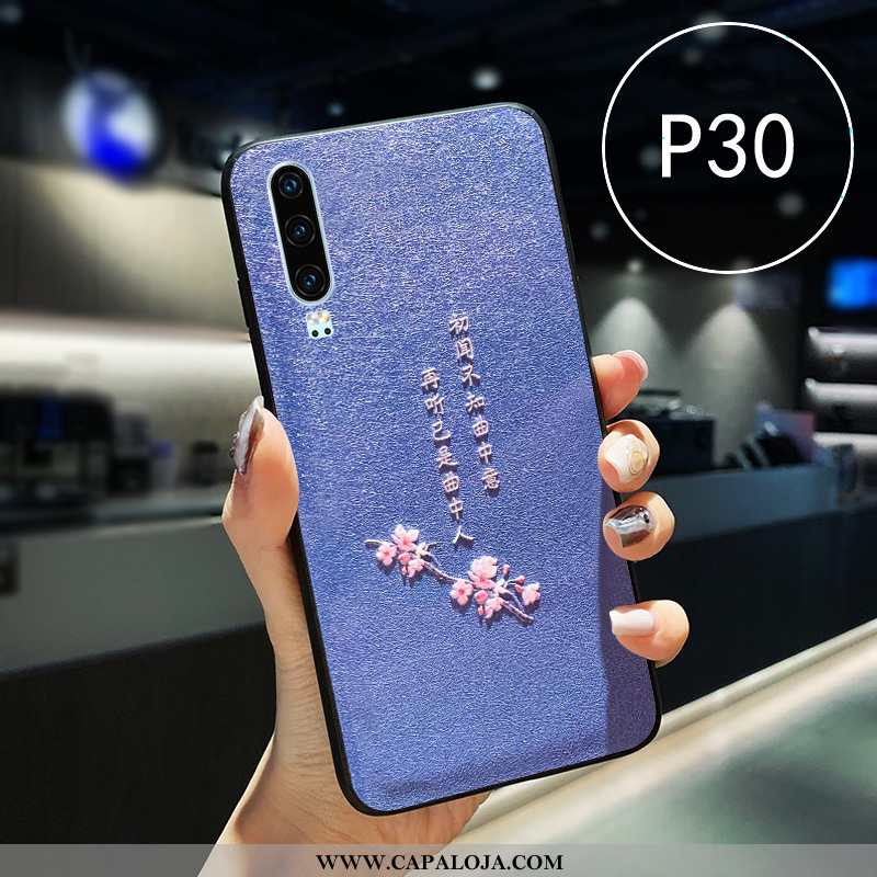 Capa Huawei P30 Soft Couro Malha Azul, Capas Huawei P30 Silicone Online