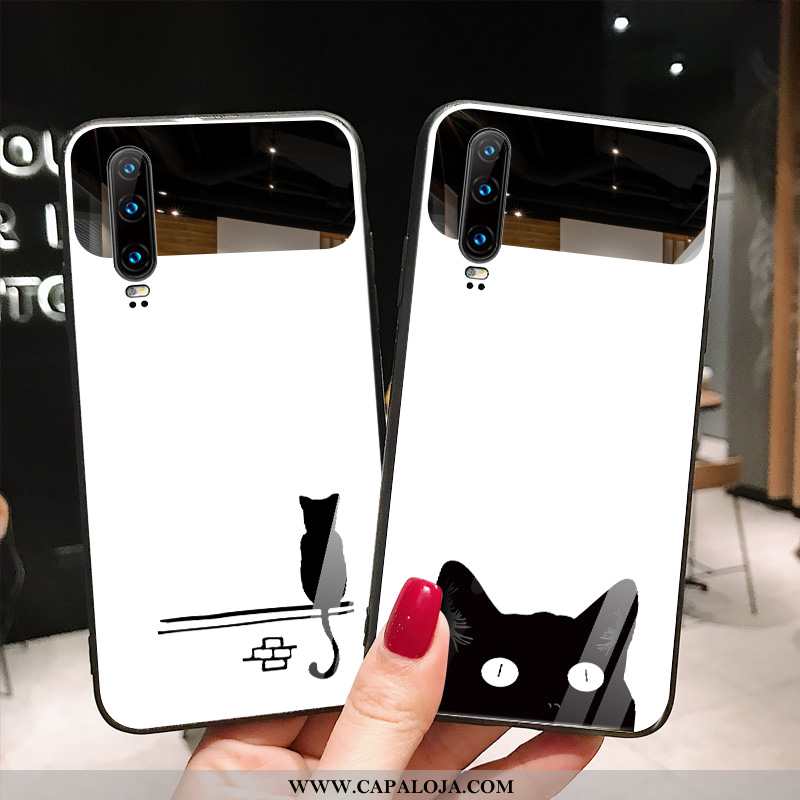 Capa Huawei P30 Tendencia Branco Vermelha Masculino, Capas Huawei P30 Vidro Comprar