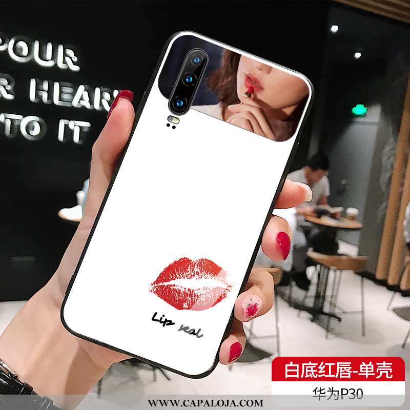 Capa Huawei P30 Tendencia Branco Vermelha Masculino, Capas Huawei P30 Vidro Comprar