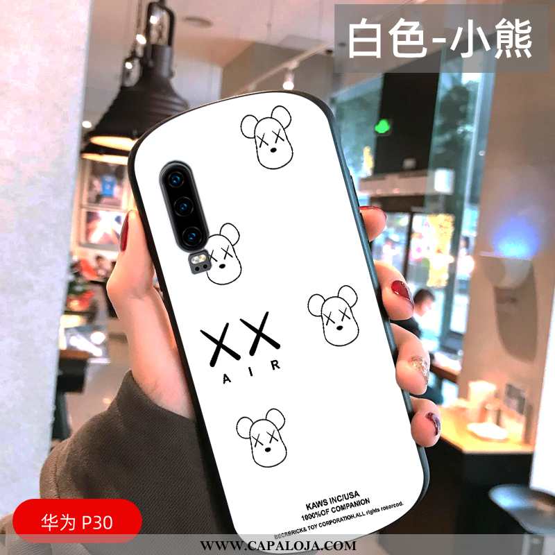 Capa Huawei P30 Tendencia Telemóvel Rodadas Claro Branco, Capas Huawei P30 Protetoras Baratas