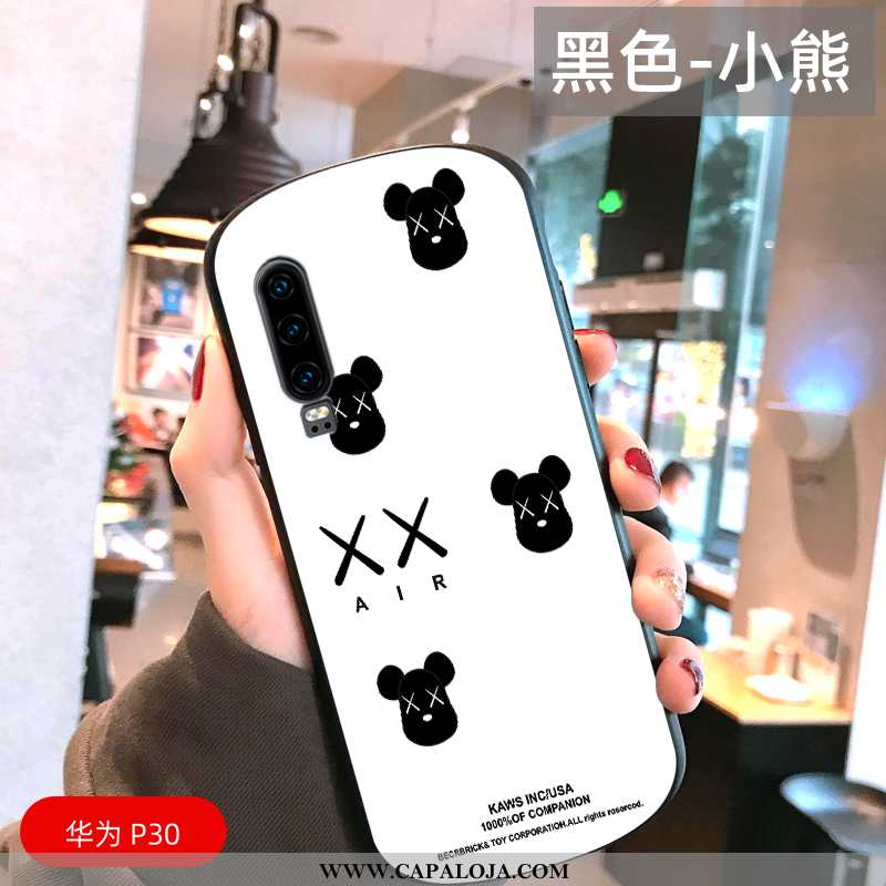 Capa Huawei P30 Tendencia Telemóvel Rodadas Claro Branco, Capas Huawei P30 Protetoras Baratas