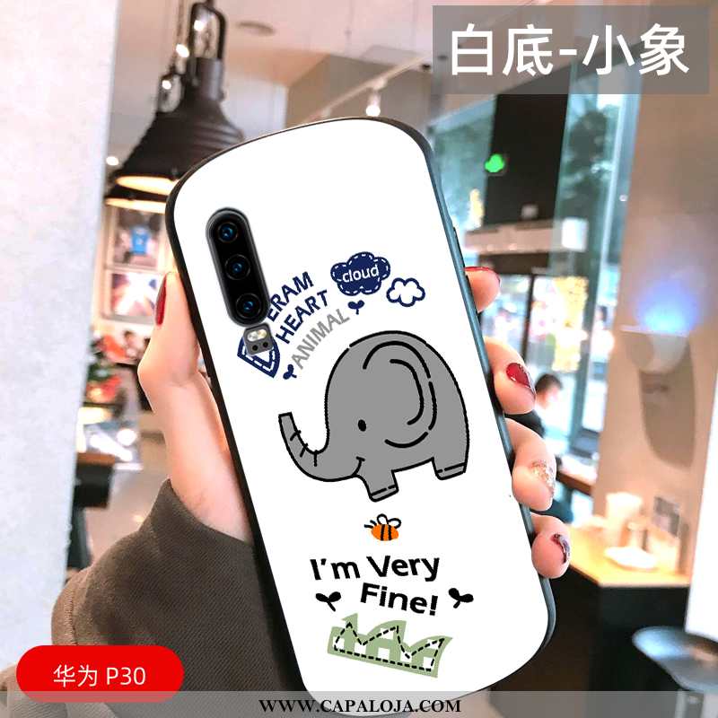 Capa Huawei P30 Tendencia Telemóvel Rodadas Claro Branco, Capas Huawei P30 Protetoras Baratas