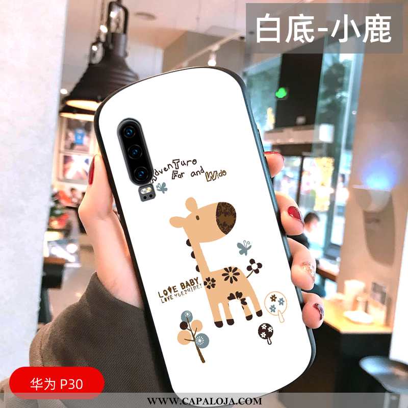 Capa Huawei P30 Tendencia Telemóvel Rodadas Claro Branco, Capas Huawei P30 Protetoras Baratas