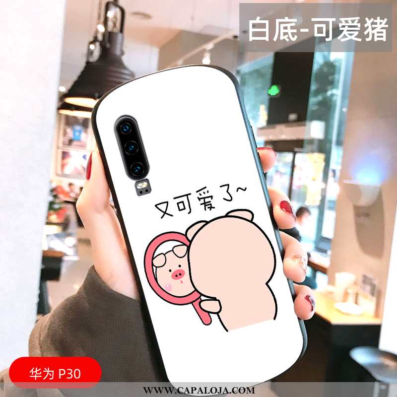 Capa Huawei P30 Tendencia Telemóvel Rodadas Claro Branco, Capas Huawei P30 Protetoras Baratas