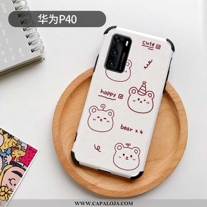 Capa Huawei P40 Desenho Animado Antiqueda Personalizada Protetoras Branco, Capas Huawei P40 Fofas Ve