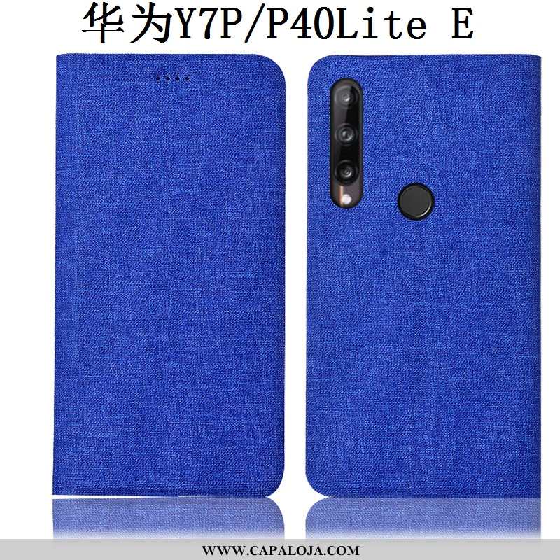 Capa Huawei P40 Lite E Linho Cover Azul Escuro Telemóvel, Capas Huawei P40 Lite E Couro Baratas