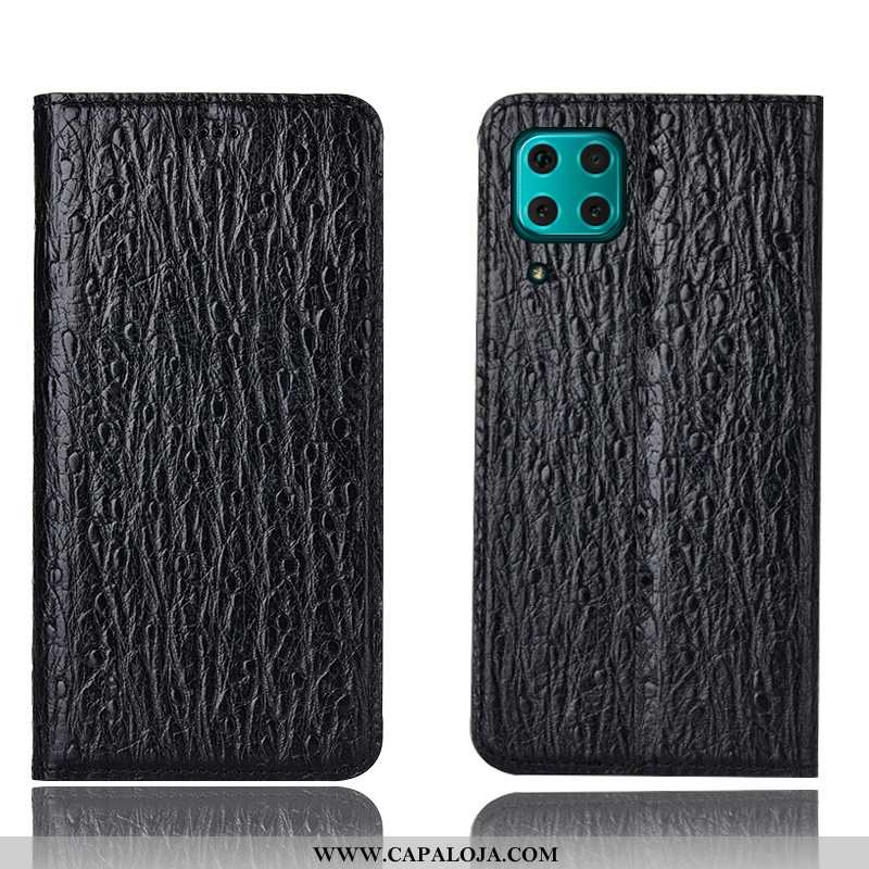 Capa Huawei P40 Lite Protetoras Capas Cases Telemóvel Azul Escuro, Huawei P40 Lite Couro Legitimo Pr