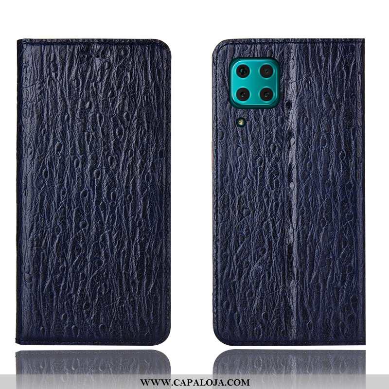 Capa Huawei P40 Lite Protetoras Capas Cases Telemóvel Azul Escuro, Huawei P40 Lite Couro Legitimo Pr