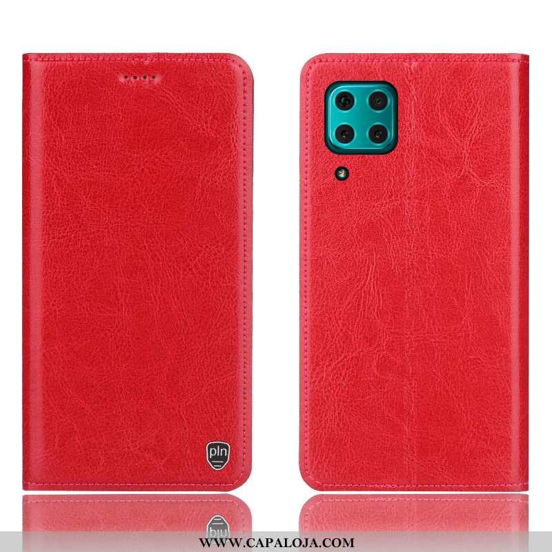 Capa Huawei P40 Lite Protetoras Cases Telemóvel Cover Azul Escuro, Capas Huawei P40 Lite Couro Genuí