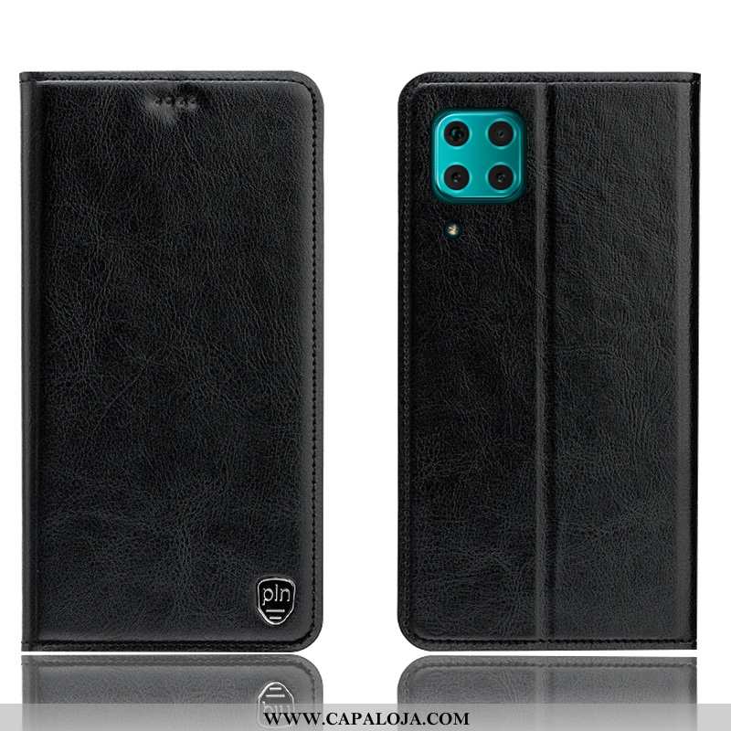 Capa Huawei P40 Lite Protetoras Cases Telemóvel Cover Azul Escuro, Capas Huawei P40 Lite Couro Genuí